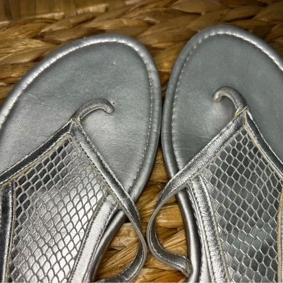 Cole Haan Silver Leather Sandals - Picture 6 of 16